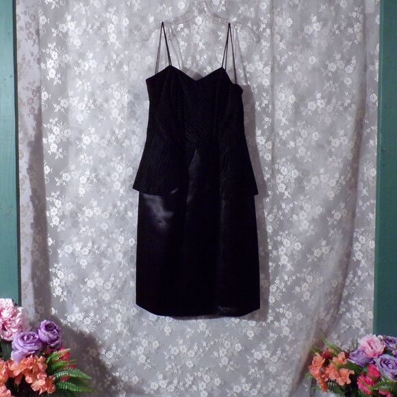 Vintage 90s Dress 1990s Cocktail Party Black Velvet Glam Mob Wife Size Large - Picture 1 of 6